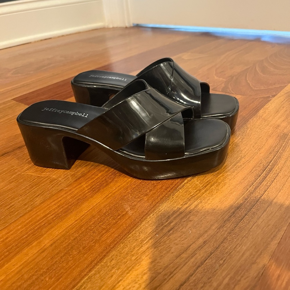 Jeffrey Campbell Glossy Black Sandals - Picture 2 of 4